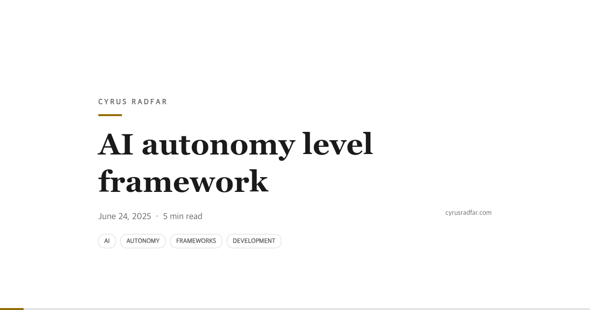 AI autonomy level framework