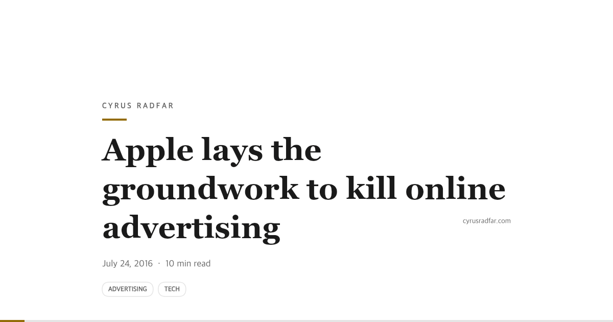 Apple lays the groundwork to kill online advertising