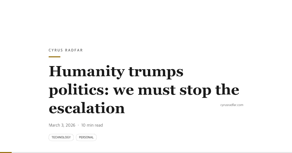 Humanity trumps politics: we must stop the escalation