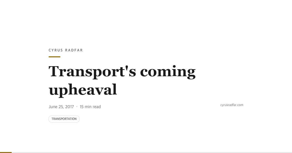 Transport's coming upheaval